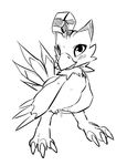  2017 3_fingers 3_toes ahoge avian beak belly biped biyomon black_and_white blush claws digimon digital_drawing_(artwork) digital_media_(artwork) digitigrade dipstick_tail eyelashes feathered_wings feathers female feral fingering fingering_self flat_chested front_view full-length_portrait glacierclear hi_res line_art looking_up masturbation monochrome multicolored_tail nude open_mouth open_smile portrait pussy_juice pussy_juice_drip simple_background slightly_chubby smile solo standing stripes tail_feathers talons toes vaginal vaginal_fingering vaginal_masturbation white_background winged_arms wings 