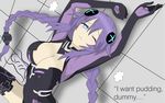  blue_eyes blush braid breasts cleavage hair_ornament highres large_breasts leotard long_hair looking_at_viewer lying neptune_(series) on_back one_eye_closed power_symbol purple_hair purple_heart solo symbol-shaped_pupils thighhighs tied_hair twin_braids very_long_hair 