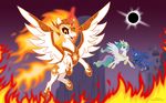  2017 daybreaker_(mlp) equine fangs fire friendship_is_magic horn mammal my_little_pony princess_celestia_(mlp) princess_luna_(mlp) slit_pupils solar_eclipse timothy_fay winged_unicorn wings 