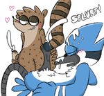  anthro avian bird cartoon_network cum cumshot duo ejaculation hot_dogging humanoid_penis male male/male mammal mentalo mordecai_(regular_show) orgasm penis raccoon regular_show rigby_(regular_show) 