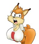  ! angry anthro bent_over big_breasts bottomless breasts bubsy bubsy_(series) cleavage clothed clothing crossgender daredemon7000 feline female huge_breasts lynx mammal monochrome nipple_bulge popon13 shirt simple_background solo video_games wide_hips 
