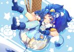  ;q animal_ears bangs blue blue_background blue_eyes blue_footwear blue_gloves blue_hair blue_legwear blue_shirt blush cookie crown cure_gelato earrings extra_ears food glass gloves ice_cream in_container jewelry kirakira_precure_a_la_mode lion_ears lion_girl lion_tail long_hair looking_at_viewer magical_girl md5_mismatch mini_crown one_eye_closed parted_bangs precure satou_(kuso-neet) shirt shoes single_thighhigh skirt smile solo tail tategami_aoi thighhighs tongue tongue_out white_skirt 