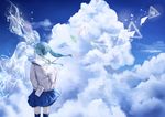  cloud commentary hatey_hatety hatsune_miku highres paper_airplane scenery school_uniform vocaloid 