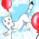  2017 ambiguous_gender balloon cute daermine ermine feral flying foxene fur mammal mustelid outside sky solo white_fur 
