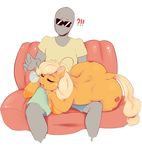  2015 anon applejack_(mlp) cute duo earth_pony equine eyes_closed eyewear female feral friendship_is_magic hi_res horse human male mammal my_little_pony open_mouth pony sleeping sofa sundown_(artist) sunglasses thick_thighs 