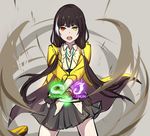  :o bangs black_gloves black_hair black_skirt commentary commentary_request cowboy_shot eyebrows_visible_through_hair fingerless_gloves girls_frontline gloves heterochromia highlights kamen_rider kamen_rider_w lanyard legs_apart long_hair looking_at_viewer low_twintails multicolored_hair open_mouth pleated_skirt red_eyes rider_belt ro635_(girls_frontline) skirt sleeves_past_elbows solo standing teeth twintails two-tone_hair v-shaped_eyebrows white_hair xiujia_yihuizi yellow_eyes 