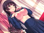  breasts nipples no_bra open_shirt seifuku toenketsu wallpaper 