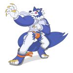  2018 5_fingers alpha_channel anthro blue_hair briefs canine capcom claws clothed clothing darkstalkers digital_media_(artwork) fangs footwear fur hair hi_res hoodie jon_talbain male mammal notkastar pose shoes signature simple_background smile solo teeth text toes tongue underwear video_games were werewolf 