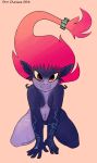  2016 5_fingers black_skin breasts digital_media_(artwork) featureless_chest featureless_crotch female hair hi_res humanoid imp kneeling long-hair looking_at_viewer midna multicolored_skin navel nintendo nude pointy_ears red_eyes red_hair simple_background smile solo ssorobo the_legend_of_zelda twili twilight_princess two_tone_skin video_games white_skin 