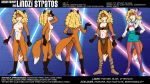  1980s 80s anthro belt blonde_hair boots bow bra breasts brown_eyes butt canine clothing dipstick_tail female footwear fox group hair high_heels keusey_meyer lindzi_stratos loincloth mammal model_sheet multicolored_tail nipples nude parody pornstar pubes red_fox sean_o&#039;hare shoes shoulder_pads skirt underwear 