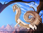  blue_eyes detailed_background dragon eastern_dragon feral galidor-dragon sky solo tan_hair 