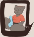  2017 anthro blush breasts cat clothed clothing dildo dye dyed_fur eyes_closed feline female fur hair invalid_tag mae_(nitw) mammal night_in_the_woods partially_clothed paws sex_toy shirt sketch smile smug strapon thick_thighs wide_hips 半羊 