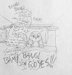  angry anthro awake bed dialogue dirty_talk disney female greyscale hi_res high-angle_view inside judy_hopps lagomorph male mammal monochrome neverwolf on_bed pencil_(artwork) pillow rabbit solo speech_bubble traditional_media_(artwork) under_covers unseen_character zootopia 