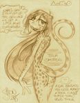  anthro breasts butt female hair king-cheetah lizard long_hair looking_at_viewer looking_back monochrome nude reptile scalie simple_background sketch solo spots standing teela_smothers text white_background 