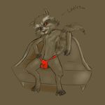 anthro bulge clothing dialogue english_text fangs furfit furniture guardians_of_the_galaxy hi_res looking_away male mammal marvel open_mouth penis_outline raccoon reclining restricted_palette rocket_raccoon sitting sketch solo text thong 