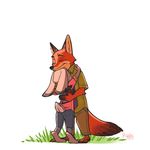  anthro canine clothed clothing crying cute disney duo eyes_closed female fox fur grass grey_fur heartwarming hi_res hug judy_hopps lagomorph male mammal nick_wilde orange_fur pants predator/prey rabbit raiilynezz romantic_couple sad shirt signature simple_background size_difference standing tears white_background zootopia 