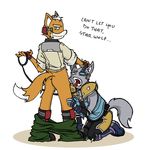  anthro anthro_on_anthro bottomless canine clothed clothing duo fox_mccloud ltcolbsan male male/male mammal nintendo star_fox tagme video_games wolf_o&#039;donnell 