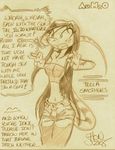  anthro breasts clothed clothing female hair king-cheetah lizard long_hair monochrome navel nipple_bulge pants reptile scalie simple_background sketch small_breasts solo spots standing teela_smothers text tube_top white_background 