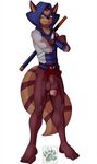  anthro balls blackbear bottomless clothed clothing flaccid male mammal muscular penis raccoon rioichi_cooper shirt sly_cooper_(series) solo video_games 