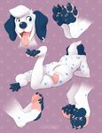  canine dalmatian dog ear_piercing foot_focus hindpaw junga lying male mammal on_front paws piercing sketch_page tongue tongue_out tyro 