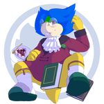  2017 4_fingers alpha_channel anthro blue_hair book clothed clothing food footwear front_view fully_clothed hair hollo_nut jabot koopa koopaling legwear looking_at_viewer ludwig_von_koopa male mario_bros nintendo orange_scales purple_eyes scales scalie shoes simple_background socks solo transparent_background underwear video_games 