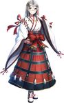  full_body glasses hair_ornament hand_on_hip kei-suwabe long_skirt looking_at_viewer nontraditional_miko official_art oshiro_project oshiro_project_re red_eyes red_skirt semi-rimless_eyewear silver_hair skirt smile takatenjin_(oshiro_project) transparent_background 