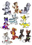  3_toes 4_fingers anthro blue_fur boxers_(clothing) briefs brown_fur bulge canine clothing coyote dog eyes_closed fox fur grey_fur mammal mustelid orange_fur otter pawpads purple_fur raccoon red_fur scarf simple_background standing toes tongue tongue_out underwear whiskers white_fur xylious yellow_fur 