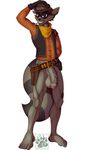  anthro balls blackbear bottomless clothed clothing flaccid foreskin male mammal muscular penis raccoon shirt sly_cooper_(series) solo tennessee_kid_cooper video_games 