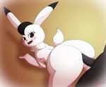  anal anal_penetration anthro big_butt black_hair blush bokko butt erection female fur hair humanoid_penis lagomorph looking_back male male/female mammal miso_souperstar open_mouth penetration penis pussy rabbit sex simple_background the_amazing_3 tuft white_fur 