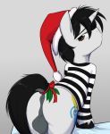  anus balls bottomless butt christmas clothed clothing creative_flair dock duckface equine fan_character hat holidays horn jcosneverexisted looking_at_viewer male mammal mistletoe my_little_pony plant pose prisoner santa_hat solo unicorn 