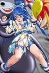  assisted_exposure bdsm blue_hair blue_shorts bondage bound breasts bunbee_(yes!_precure_5) cure_aqua grin kowaiina long_hair medium_breasts minazuki_karen nipples panties precure shingyouji_tatsuya shorts smile tentacles torn_clothes underwear wide_ponytail yes!_precure_5 