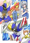  battle bisharp comic commentary_request crossover gen_5_pokemon highres izayoi_sakuya maid maid_headdress noel_(noel-gunso) pokemon pokemon_(creature) shiny_pokemon touhou translated 
