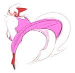  2015 anthro anthrofied averyshadydolphin bent_over big_breasts big_butt blush breasts butt claws clothing female fur hi_res looking_back multicolored_fur nintendo panties pok&eacute;mon pok&eacute;morph red_fur solo tutu two_tone_fur underwear video_games white_fur zangoose 