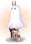  &lt;o&gt;_&lt;o&gt; animal_ears cosplay fate/grand_order fate_(series) implied_sex jackal_ears long_hair medjed medjed_(cosplay) nitocris_(fate/grand_order) nitocris_(swimsuit_assassin)_(fate) p!nta panties panties_around_ankles panty_pull purple_hair shorts shorts_pull steam trembling underwear very_long_hair white_panties 