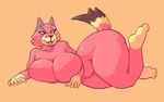  2016 5_fingers animal_crossing anthro big_breasts big_butt black_fur black_tail breasts butt canine collarbone digital_media_(artwork) dipstick_tail eyeshadow female freya_(animal_crossing) front_view fur gloves_(marking) huge_breasts humanoid_hands lying makeup mammal markings multicolored_fur multicolored_tail nintendo on_side open_mouth orange_background pink_fur pink_tail pink_tongue sharp_teeth signirsol simple_background solo tan_fur tan_markings tan_tail teal_eyes teeth tongue tongue_out video_games wolf yellow_sclera 