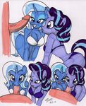  2017 anthro anthrofied breasts cleavage clothed clothing equine erection female first_person_view friendship_is_magic group horn human humanoid_penis interspecies male male/female male_pov mammal my_little_pony newyorkx3 oral penis starlight_glimmer_(mlp) trixie_(mlp) unicorn 