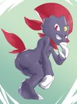  breasts butt claws female full_body invalid_tag nintendo pok&eacute;mon presenting pussy red_eyes simple_background small_breasts smile solo teeth uncensored video_games weavile 烏丸レコ 