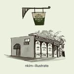  artist_name bad_id bad_twitter_id bakery door french limited_palette monochrome nadia_kim no_humans original shop sign simple_background sketch spot_color storefront tree 