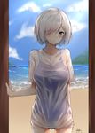  hamakaze_(kancolle) kantai_collection poisonousgas see_through signed swimsuits wet_clothes 