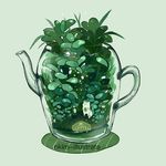  fox green green_background handle nadia_kim no_humans original plant see-through tea_plant teapot 