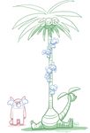  2016 alolan_exeggutor bear bewear blush feral flora_fauna group hi_res komala long_neck madcookiefighter mammal marsupial nintendo plant pok&eacute;mon regional_variant restricted_palette simple_background video_games white_background 