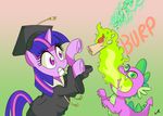  2017 clothing diploma docwario dragon equine fangs female fire friendship_is_magic green_eyes horn mammal my_little_pony spike_(mlp) twilight_sparkle_(mlp) unicorn 