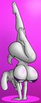  3_toes anthro big_breasts boss_monster breasts caprine cleavage clothed clothing creatiffy feet female fur goat gradient_background handstand hi_res huge_breasts humanoid_feet invalid_tag inviting mammal monochrome plantigrade shaded simple_background solo swimsuit toes toriel under_boob undertale video_games white_fur yoga 