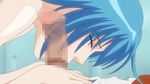  1boy 1girl animated animated_gif blue_hair censored deepthroat eyes_closed fellatio haramasete_seiryuu-kun! penis short_hair x-ray 