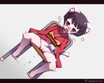  artist_request black_hair cat chair furry japanese_clothes pussy violet_eyes 