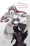 artist_request boots cat furry green_eyes long_hair maid red_hair 