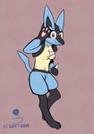  anthro blush breasts carpetwurm cute dancing female hi_res lucario nintendo nipples paws pok&eacute;mon pussy simple_background solo video_games 