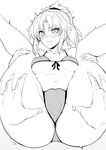  absurdres anus ass_grab bikini blush breasts covered_nipples fate/apocrypha fate/grand_order fate_(series) folded greyscale harukon_(halcon) highres knees_on_chest legs_up looking_at_viewer lying medium_breasts monochrome mordred_(fate) mordred_(fate)_(all) mordred_(swimsuit_rider)_(fate) on_back ponytail pussy sketch solo_focus spread_legs spread_pussy spread_pussy_under_clothes swimsuit tears 