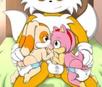  amy_rose anal anal_fingering anthro anus baby balls bed canine cream_the_rabbit cub cum diaper female fingering fox hedgehog lagomorph male mammal miles_prower oral penis pussy rabbit sitting sonic_(series) unistar young 