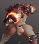  2017 abs anthro armor body_hair bulge canine chest_tuff claws clothing crtm gauntlets gloves hair happy_trail hi_res jockstrap male mammal muscular penis_outline simple_background underwear 